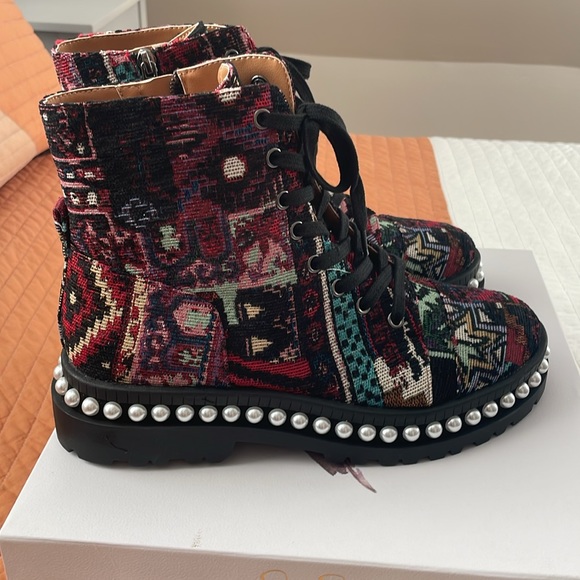 Patchwork lace up combat bootie - Picture 5 of 10